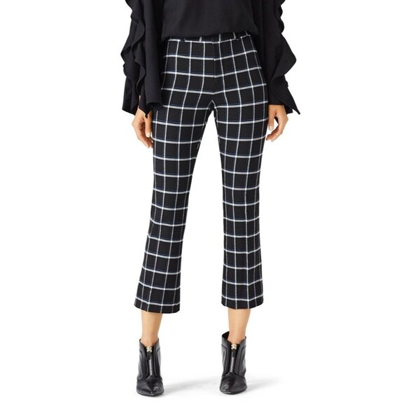 Crosby Womens Prince Crop Flare Pants Black Windowpane Plaid size Medium - Picture 1 of 14